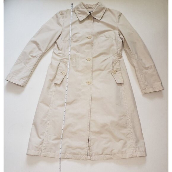 H&M Trench Coat Women's 10 Beige Khaki Cotton Twill Preppy Light Academia EUC - Picture 5 of 16